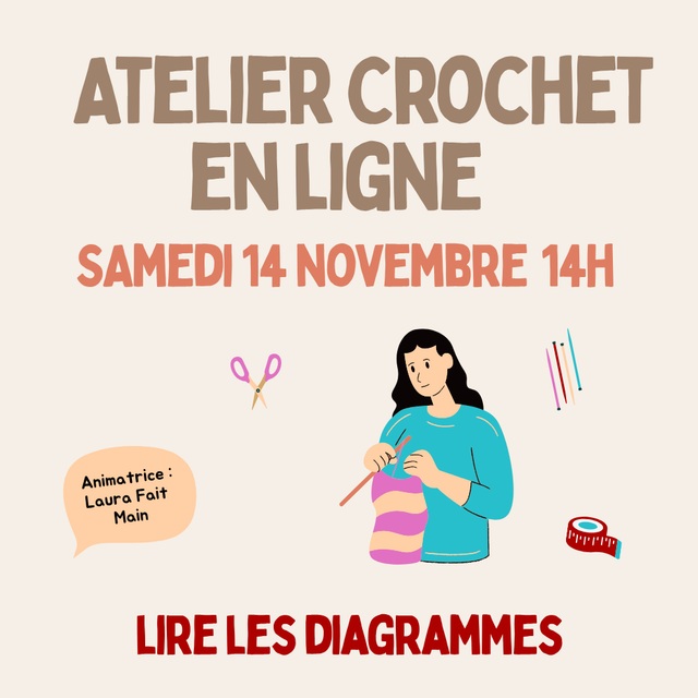 🌻 Atelier crochet en ligne : apprends à lire un diagramme - 14 novembre 14h
