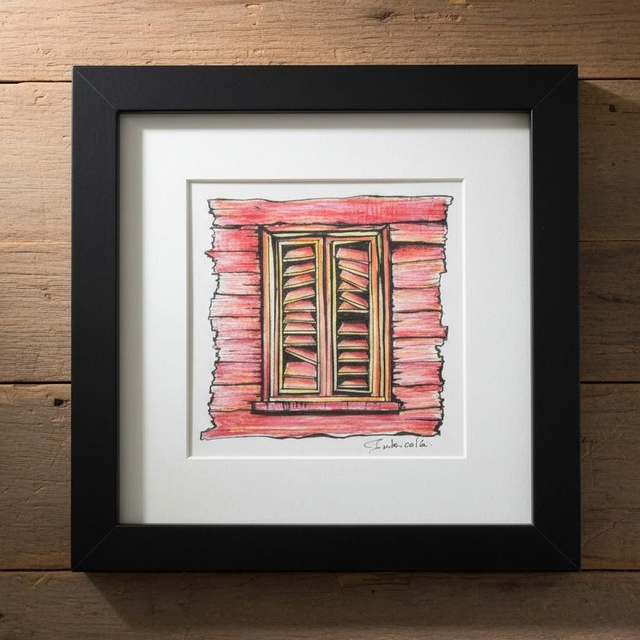 Encre et crayon - case créole - Jalousie #7