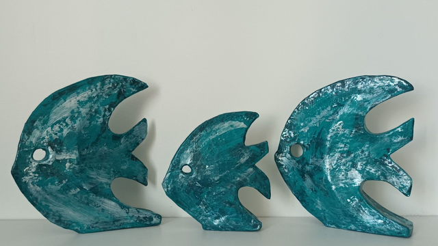 POISSON en papier mâché, fait main, décoration ou cadeau unique