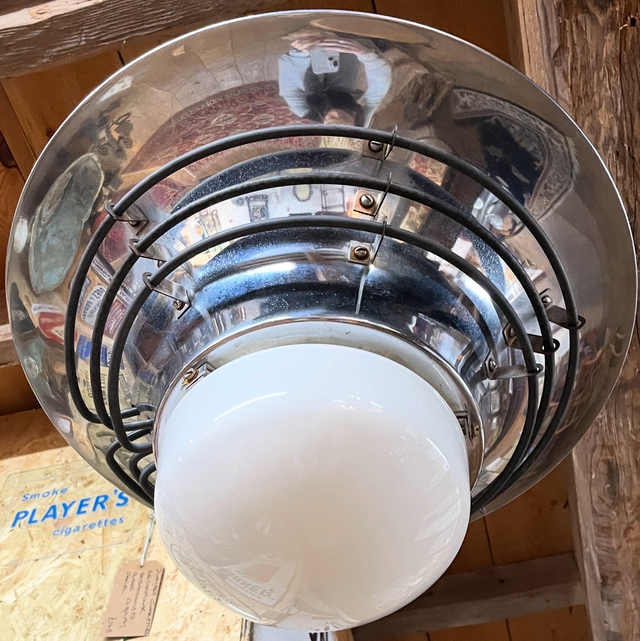 Set Of Three 1927 Industrial Church Pendant Lights Salvaged From St. Margaret’s Church, Worthing, Norfolk