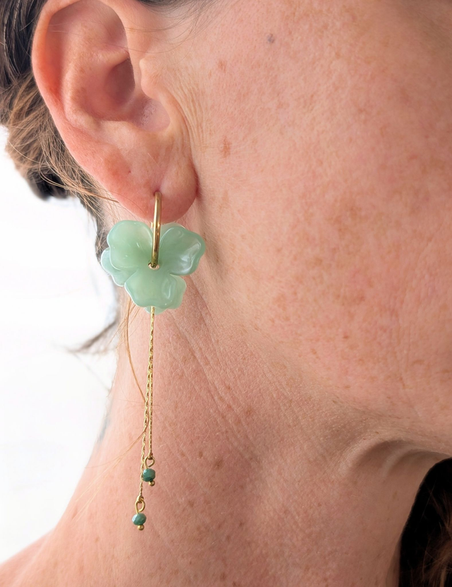 Créoles ROSALIE longues vert d'eau