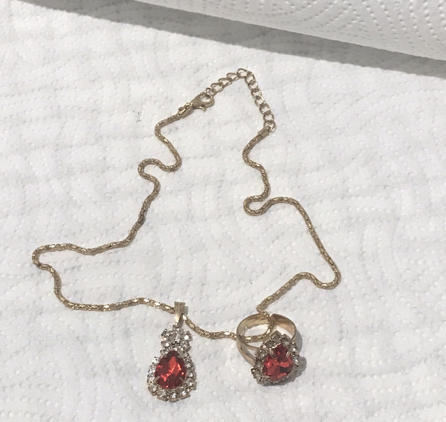 Red Necklace-Ring Set - NS05