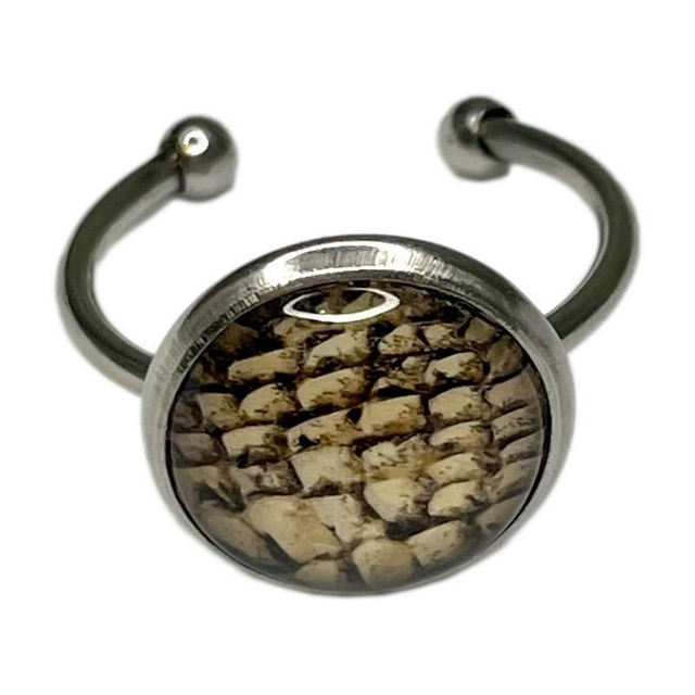 Cabochon Ring mit Zander-Leder-braun