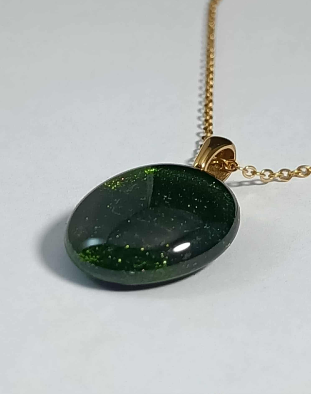 Collier Verre Fusing - Verre Couleur Vert Aventurine