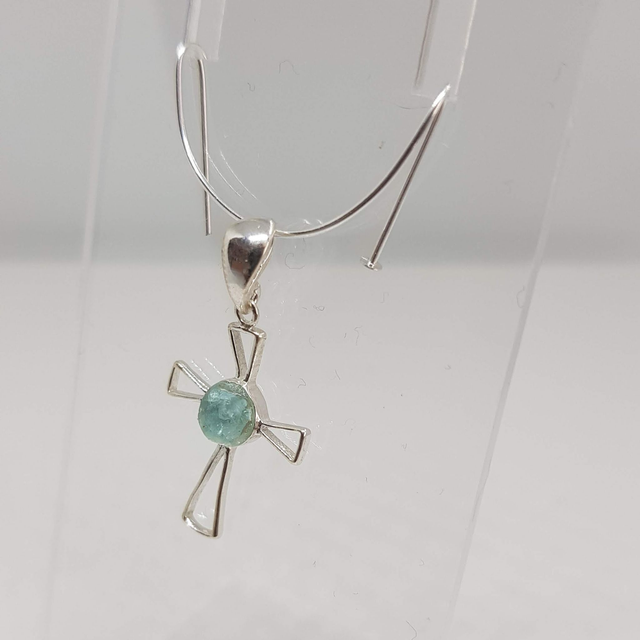 Seconds: Sterling Silver Petite Seaglass Cross Pendant