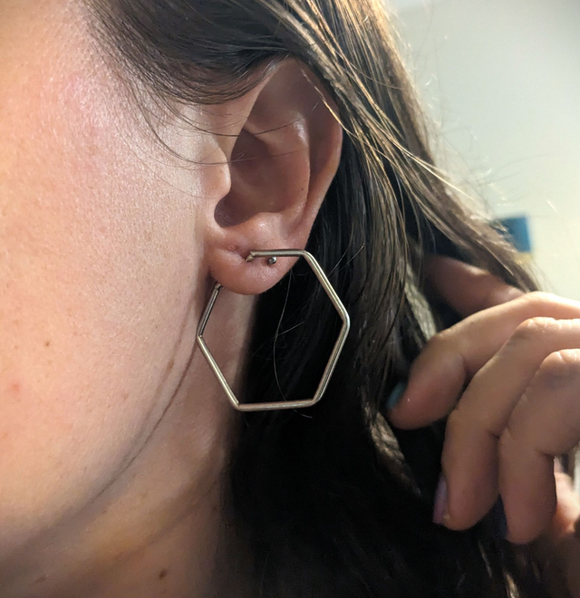 Collection Tomettes - "Exagòn" - Créoles Hexagones d'Argent 925