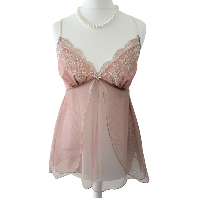 Dusky pink princess embroidered cups cami