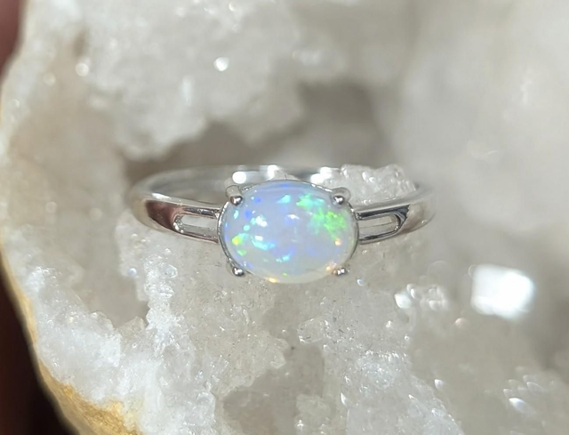 Bague Opale Éthiopienne 