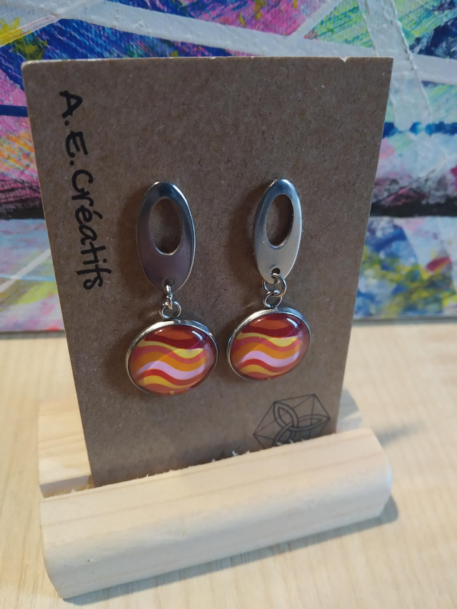 Boucles D&#039;oreilles Cabochons Couleurs Forme 