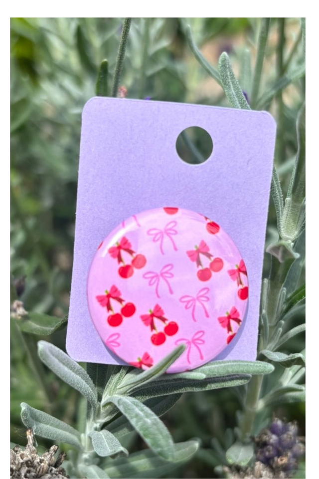 Cherries &amp; Bows- 25mm Button Badge