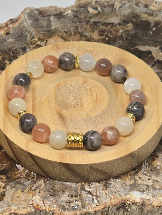 Bracelet Pierre de lune multicolore 1 cm 