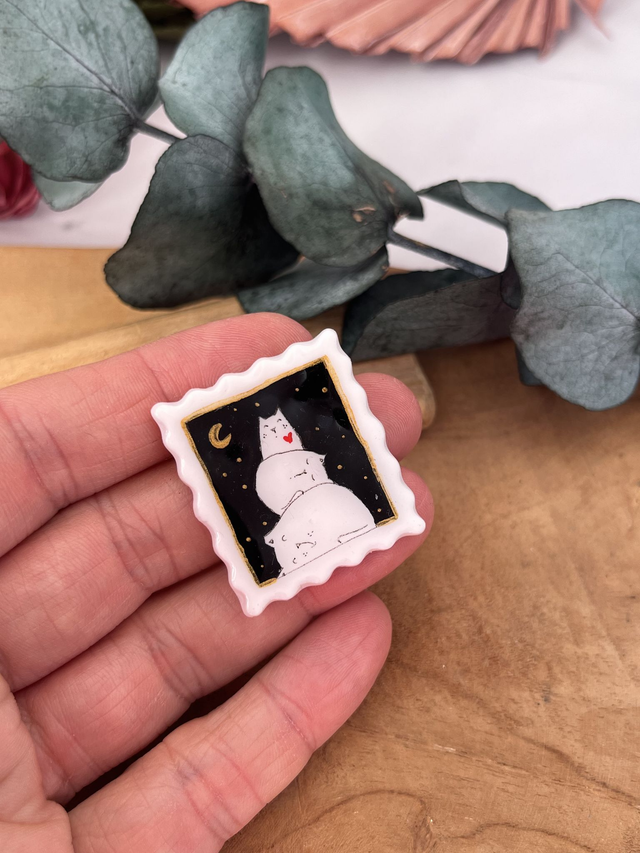 Broche timbre chats 