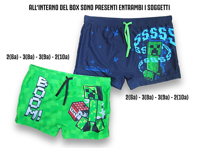 COSTUME MARE , PISCINA MINECRAFT VERDE FLUO