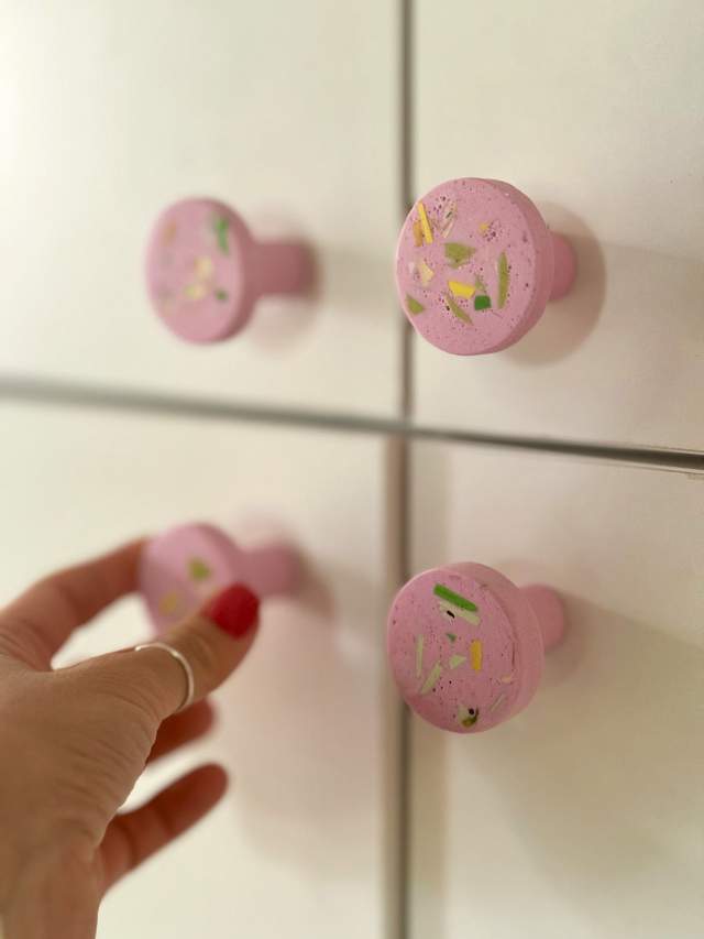 Różowy uchwyt do mebli, gałka do szuflady frontu, lastryko