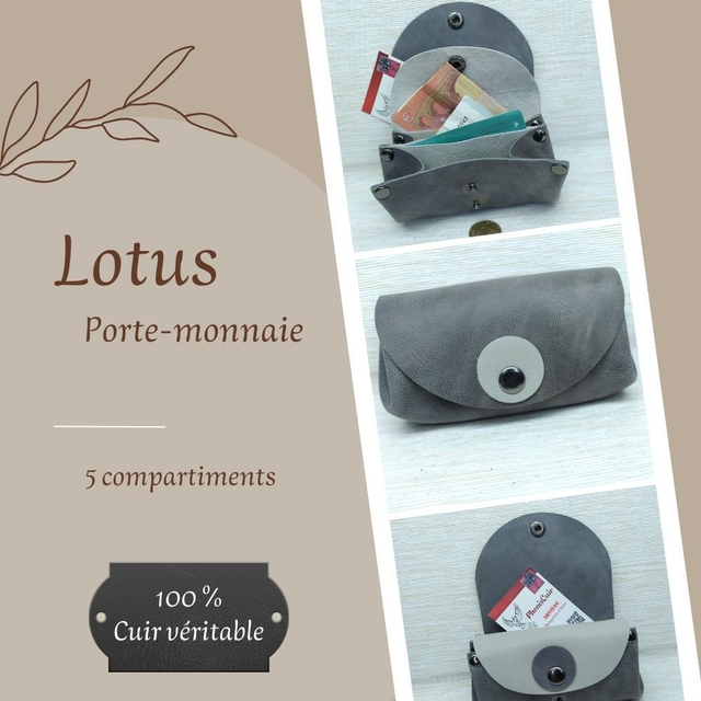 LOTUS Porte monnaie et Carte - Gris