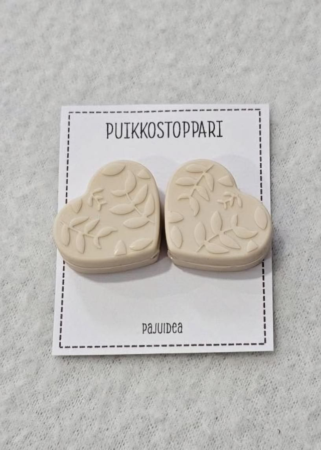 Sydän-puikkostopparit, luonnonvalkoinen – Estä silmukoiden karkaaminen