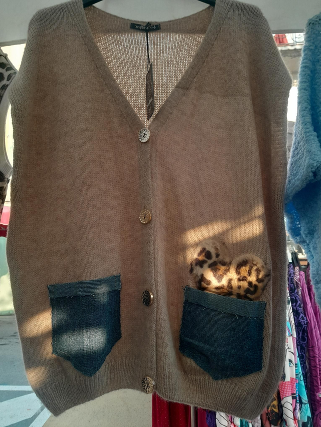 Gilet sans manche oversize bi matière 