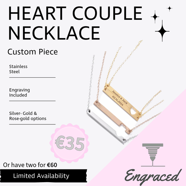 Heart Couple Necklace Gold