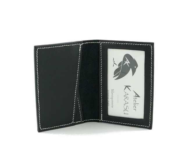 Porte-Cartes MADO Noir Souple Fil Blanc