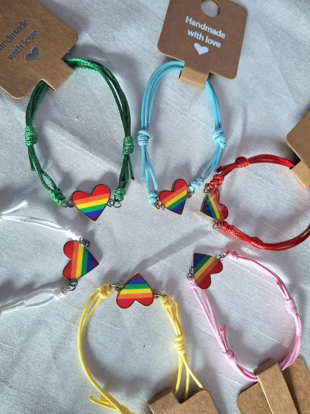 Rainbow Heart Adjustable Bracelet