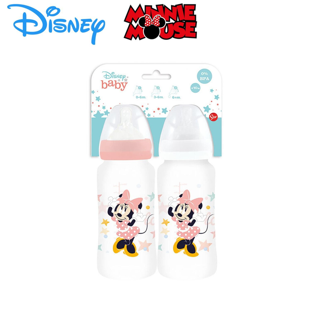 2 BIBERONES CUELLO ANCHO 360ml. MINNIE