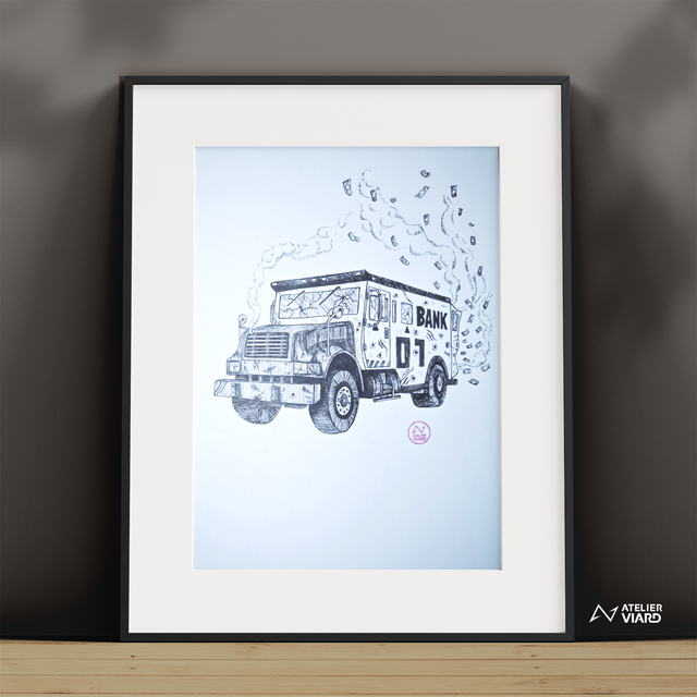 Véhicule BANK - Dessin original (pièce unique) 
