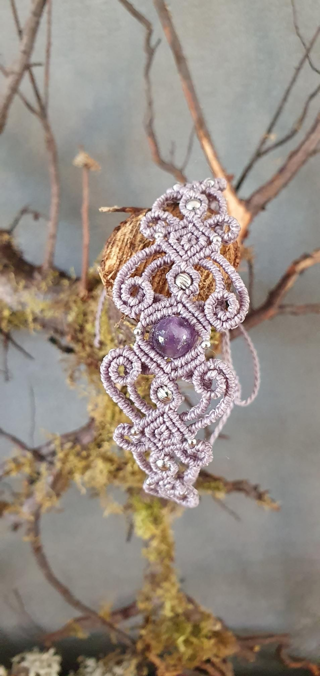 Bracelet micro macramé mauve cendré 