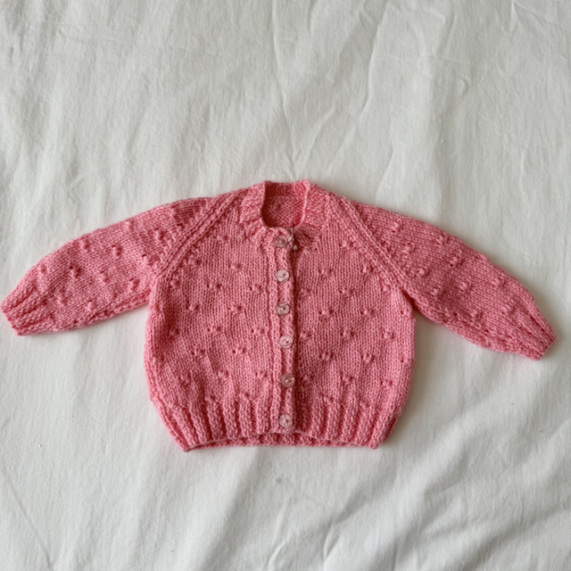 Pink popcorn knitted cardigan