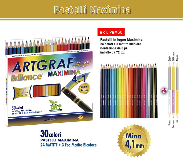 PASTELLI ARTGRAF MAXIMINA 4.1   24 + 3 ECO MATITE BICOLOR  