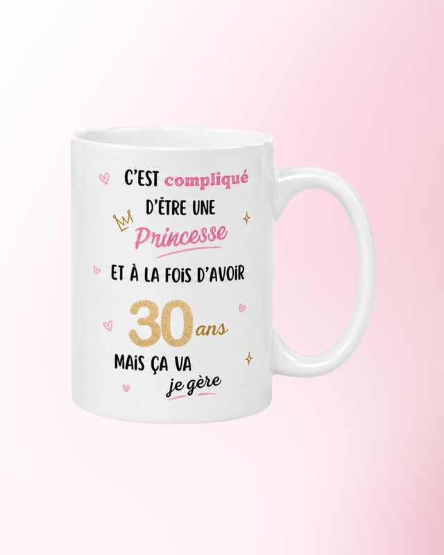 Mug Anniversaire 30-39 ans Princesse