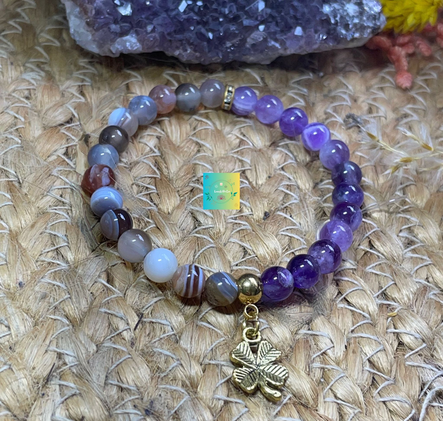 🪷🧘‍♀️ Bracelet en Agate Botswana  et Améthyste 