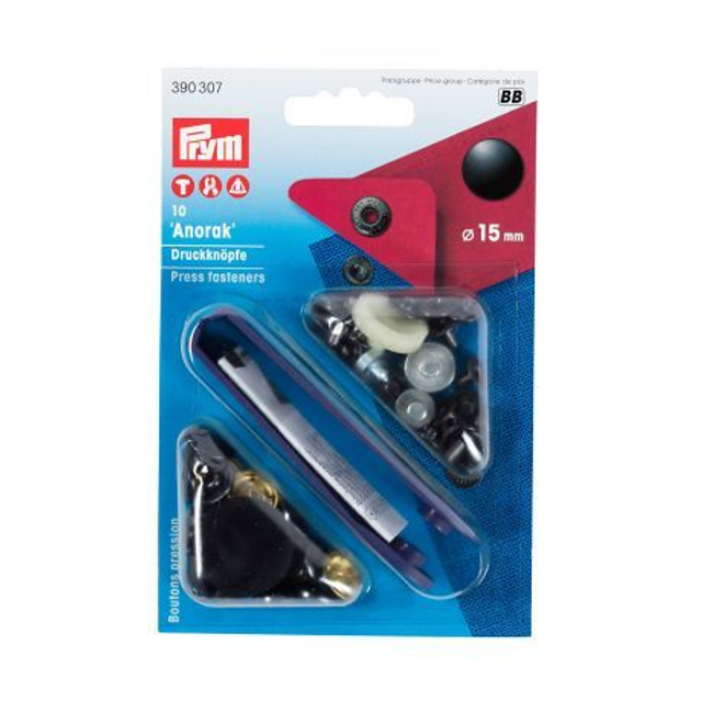 Boutons pressions noir 15mm 