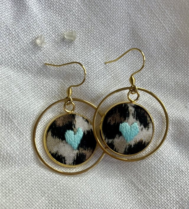 Boucles d’oreilles Marcelle Bleue (léopard)