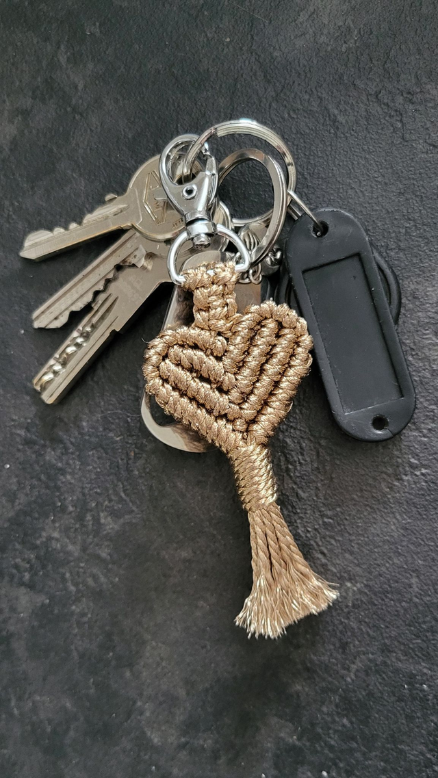 Porte clé Macramé Cœur doré