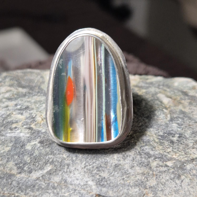 Size R Surfite and Sterling Silver Ring Fully Hallmarked 