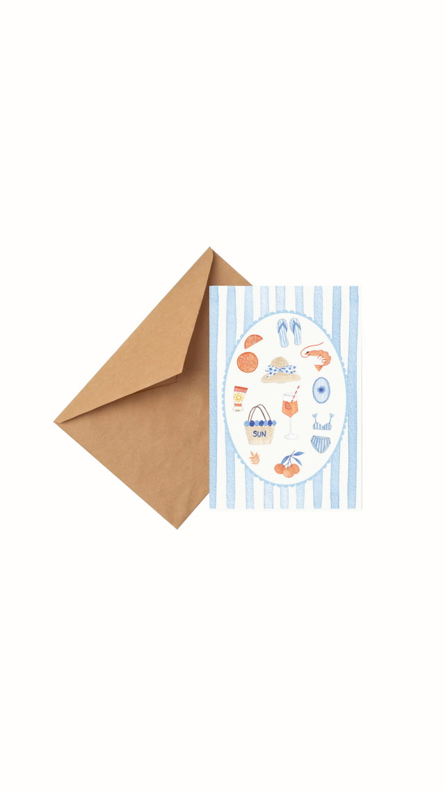 Carte Postale à motifs estivaux - Illustration aquarelle