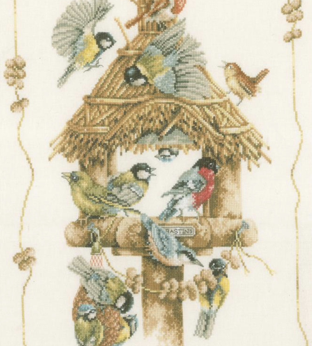 Birdhouse cross stitch kit by Lanarte