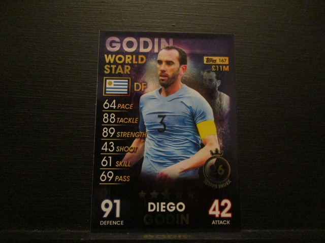 Diego Godin - World Star Match Attax 101 Original Trading Card