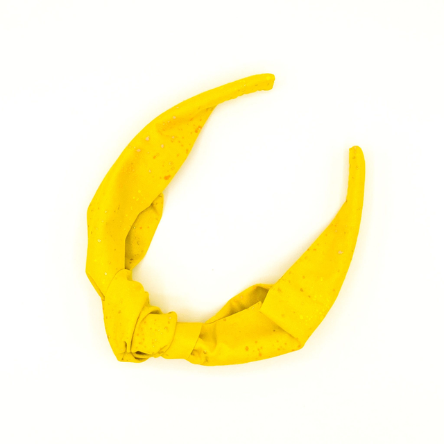 Top Knot Alice Band - Yellow Metallic Gold Speckle