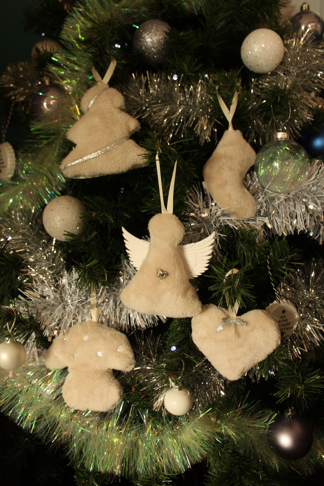 Lot de 5 suspensions minky beige