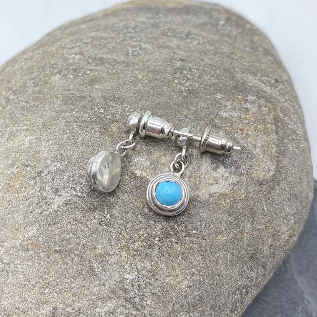 REFURBISHED Turquoise Colour Gemstone Stud Drop Earrings in Sterling Silver