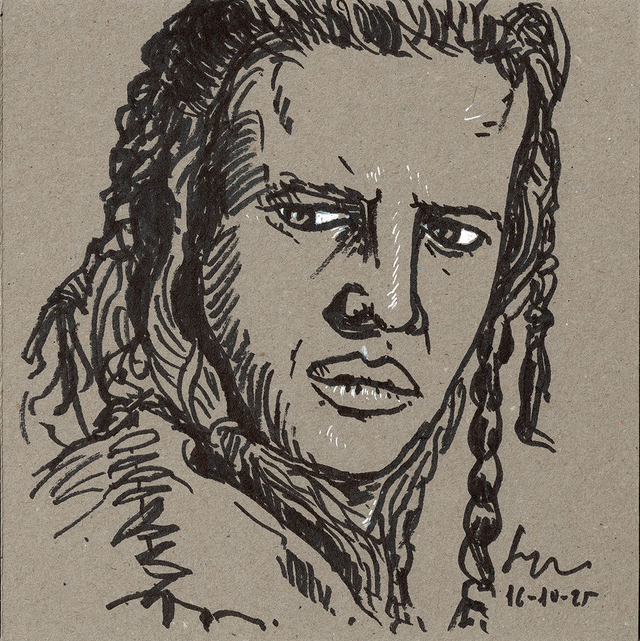 Dibujo: Retrato de Cristopher Lambert -CONNOR MACLEOD- (Los inmortales)