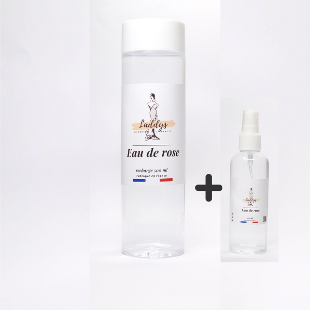 Eau de rose  (Recharge de 500 ml + 100 ml offert en pulvérisateur)
