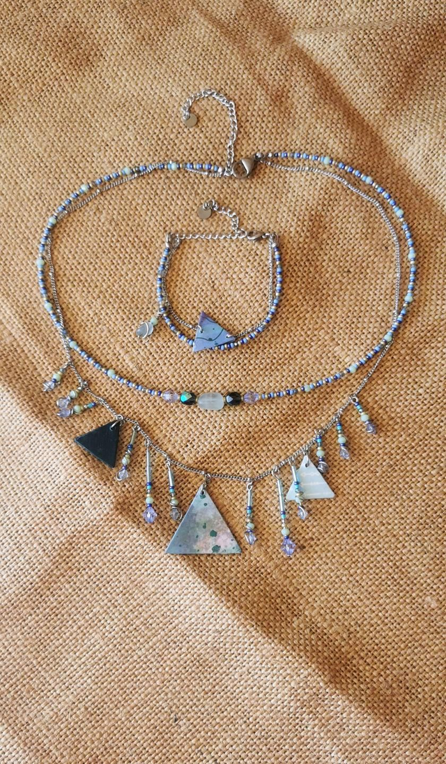 Parure Nora bleue, argentée et Aigue-marine