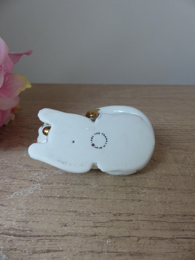 Vintage Chat Franklin Mint Satsuma 1986 cabinet de Curiosités, Chat en porcelaine avec collier à clochette, chat de style japonais satsuma