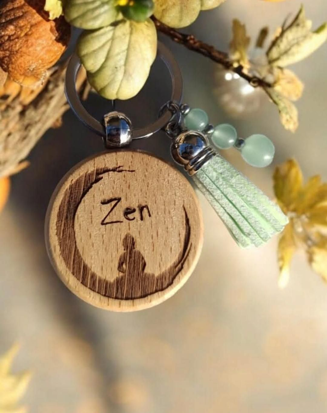 Porte clé Bois et Aventurine