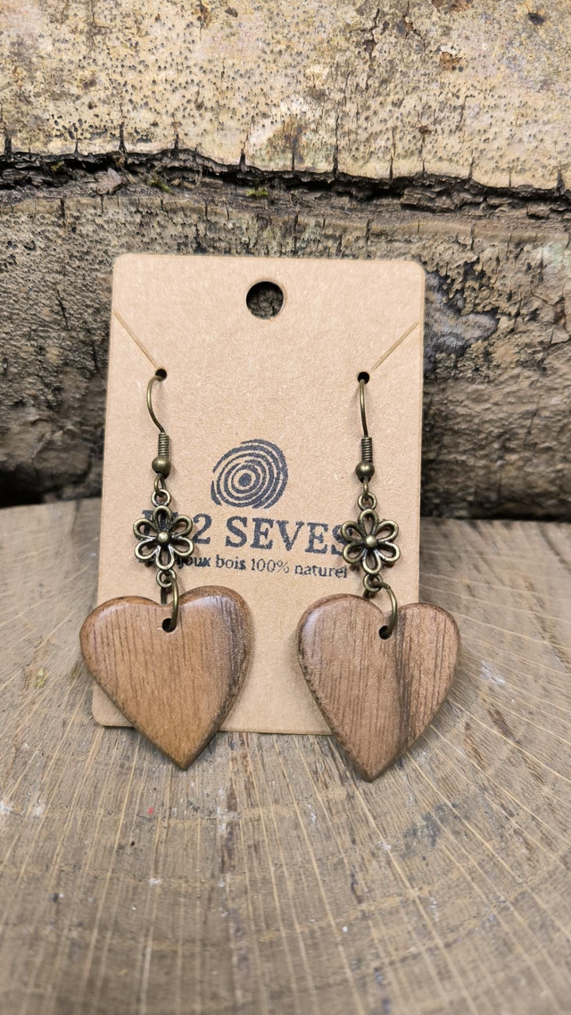 Boucles d'oreilles pendantes bois de Noyer - 240367