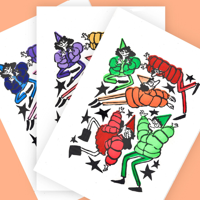 Party People Linoprint - Mixed Colours