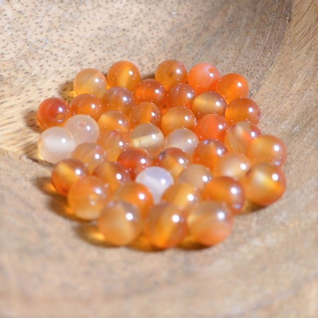 Cornaline perles rondes et polies - A l&#039;unité