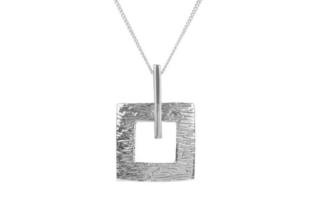 Tianguis Jackson Silver Textured Square Necklace 